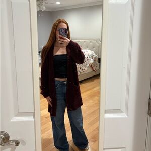 American Eagle Burgundy Cardigan